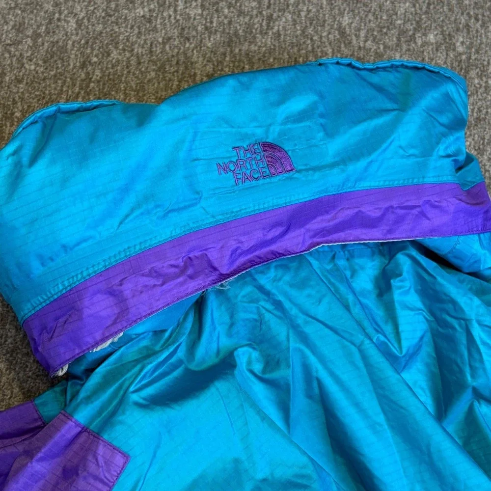 VTG The North Face Anorak Jacket 90s Mens XL Teal Purple ColorBlock Windbreaker‎